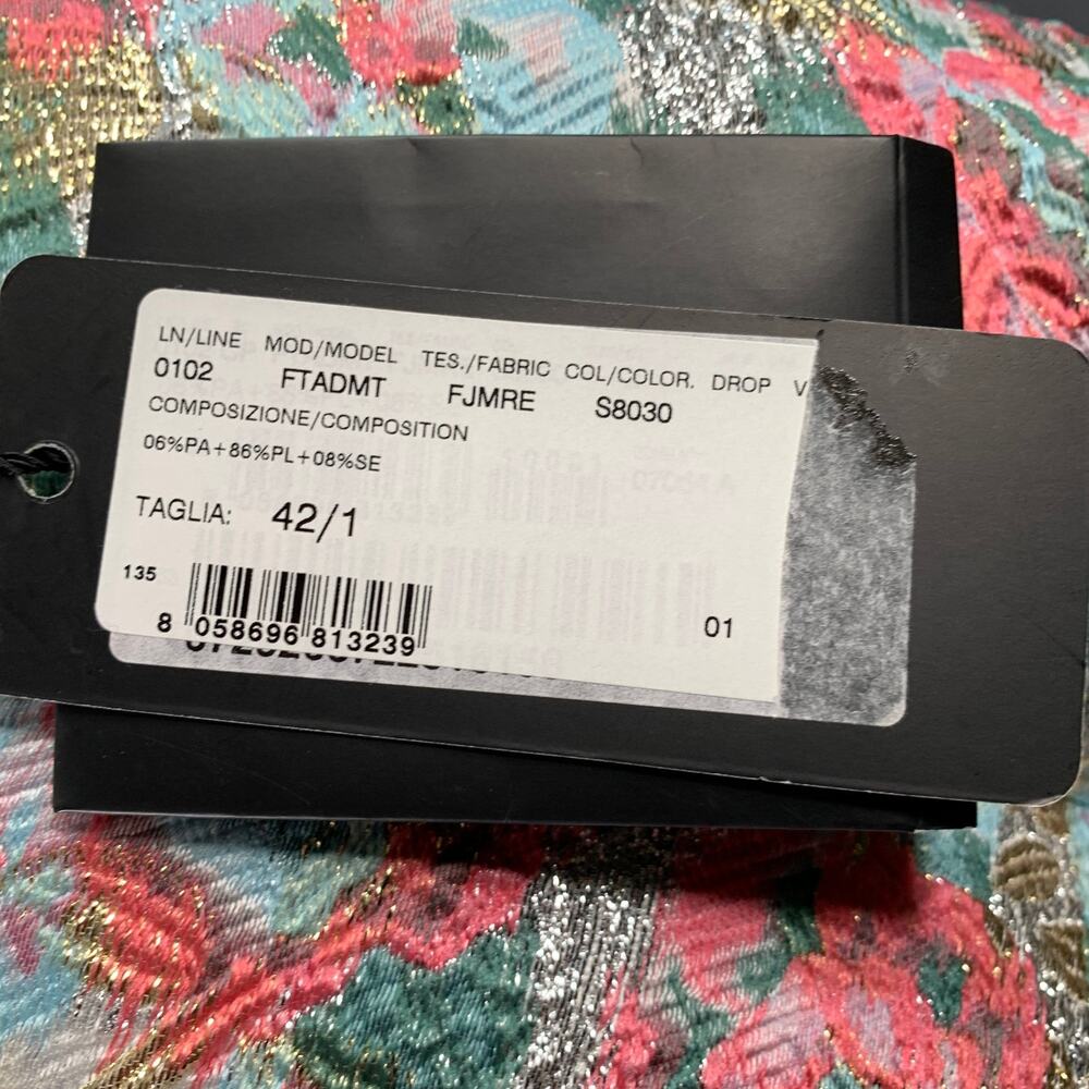 DOLCE & GABBANA Size 6 White Pink Jacquard Floral Capri Dress Pants - Picture 4 of 5